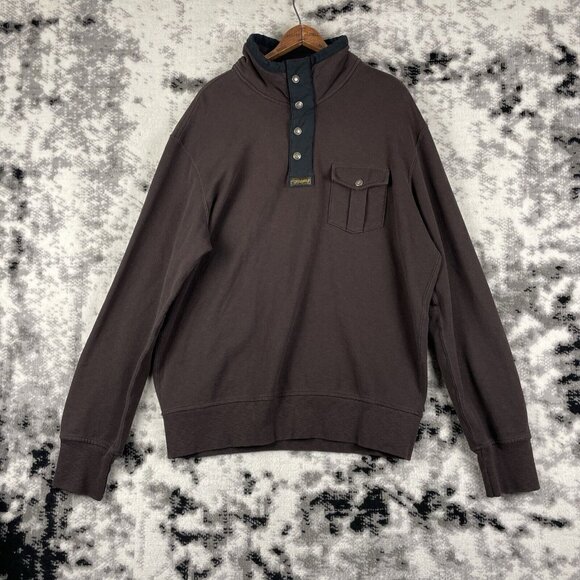 Vintage Polo Ralph Lauren Sweater Mens Size Extra Large Brown Cotton‎ Snap/Zip - Picture 1 of 11